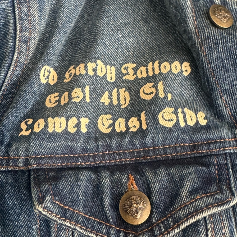 Ed Hardy Blue Jean Jacket with Skull Embroidery - Picture 4 of 9